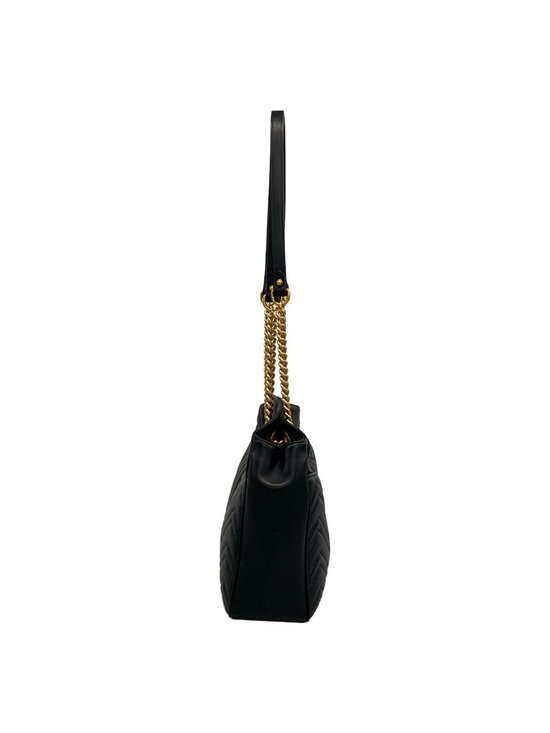 GG Marmont small shoulder bag in black leather | GUCCI® US Gucci Shoulder Bag GG Marmont Black Chain Leather